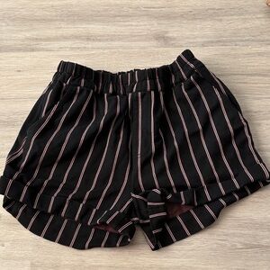 Black and red Striped Women's Shorts